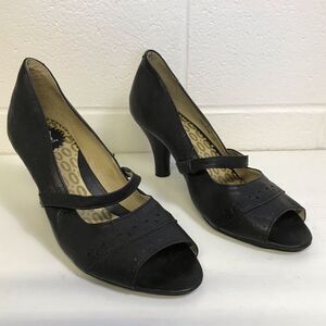 Fly London Black Leather Peep Toe 3” Heels size 41 (10/10.5)